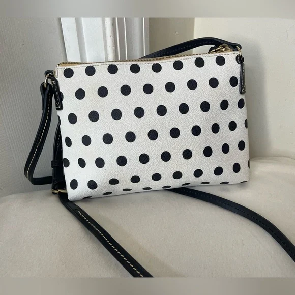 Dooney & Bourke Black and White Polka Dot Crossbody EUC - Picture 14 of 14